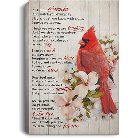 Amazon Com Motivational As I Sit In Heaven And Watch You Everyday Red Bird Cardinal Framed Canvas Perfect Happy Birthday Gift On Christmas Birthday 8 X12 Posters Prints