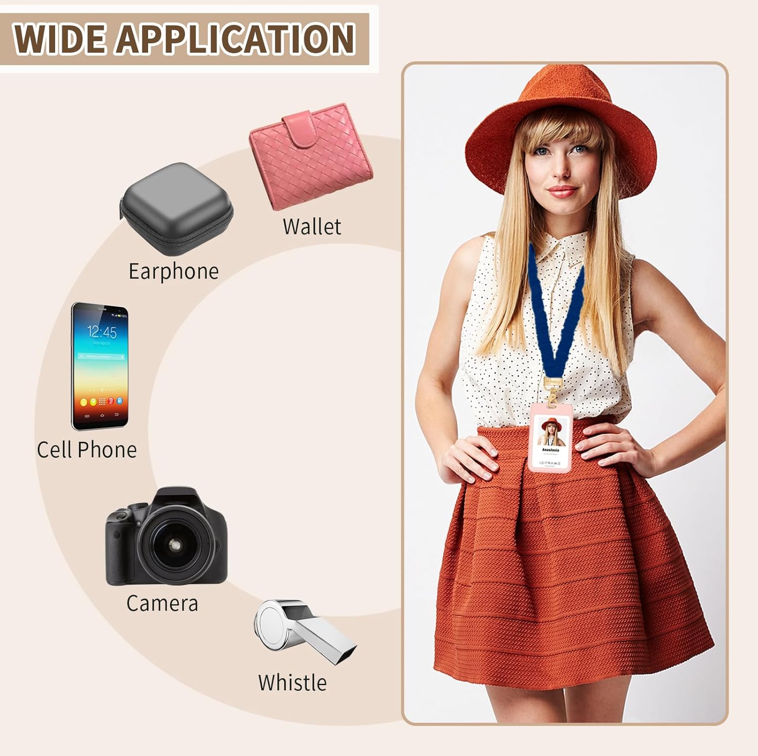 Scrunchie Teacher Lanyards for ID Badges Keys, Long Neck Key Lanyard Straps for Women Card Holder Keychain Wallet - Image 6