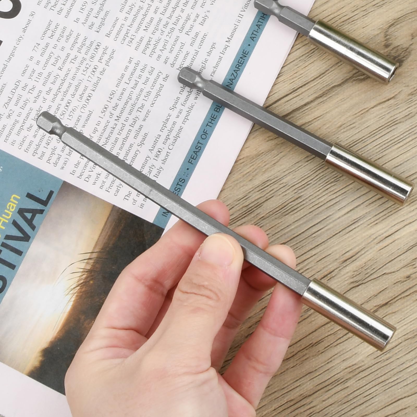Joyan Set di 3 prolunghe per trapano con albero esagonale magnetico - Per viti e dadi - Supporto estensibile per avvitatore e trapano a batteria