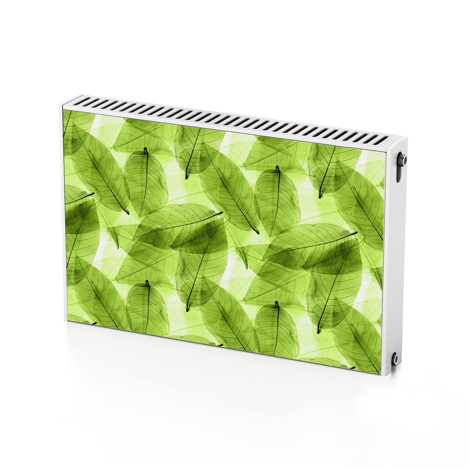 Cache-Radiateur Aimanté Haut de Gamme Motif Feuilles Vertes Plaque Magnétique 90x60 cm