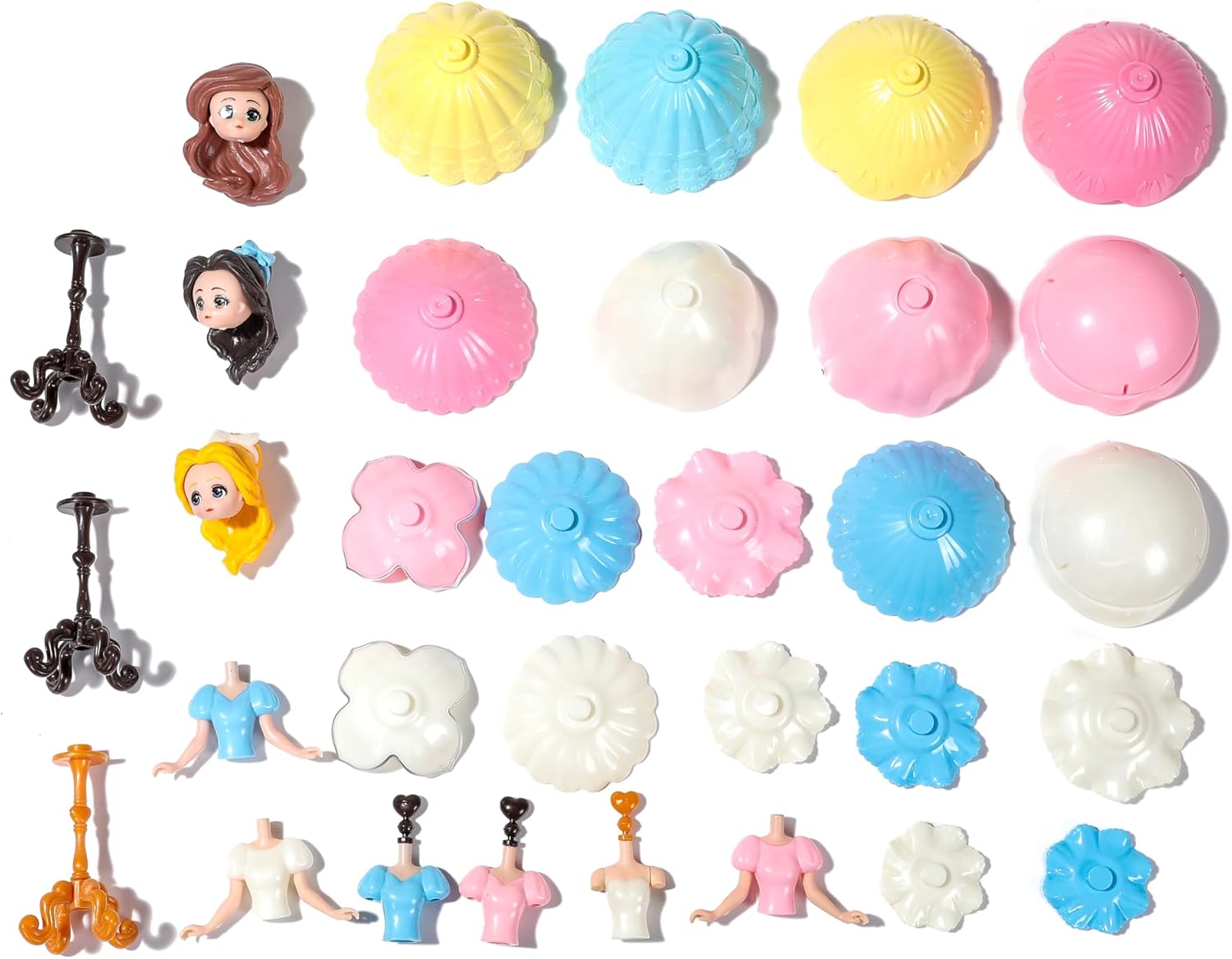 Princess Toys for Girls— Mini Princess Figurines 32 Pieces Accessories, Interactive Toy Figures, Girls Imaginative Pretend Play Small Dolls Toy for Kids 3 Years Old and Up