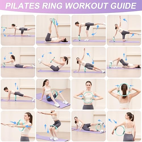 Miniatura 2 de Juego de círculos de pilates, anillo de yoga, equipo de pilates de alta resistencia para mujeres, incluye anillo de pilates, pelota de ejercicio