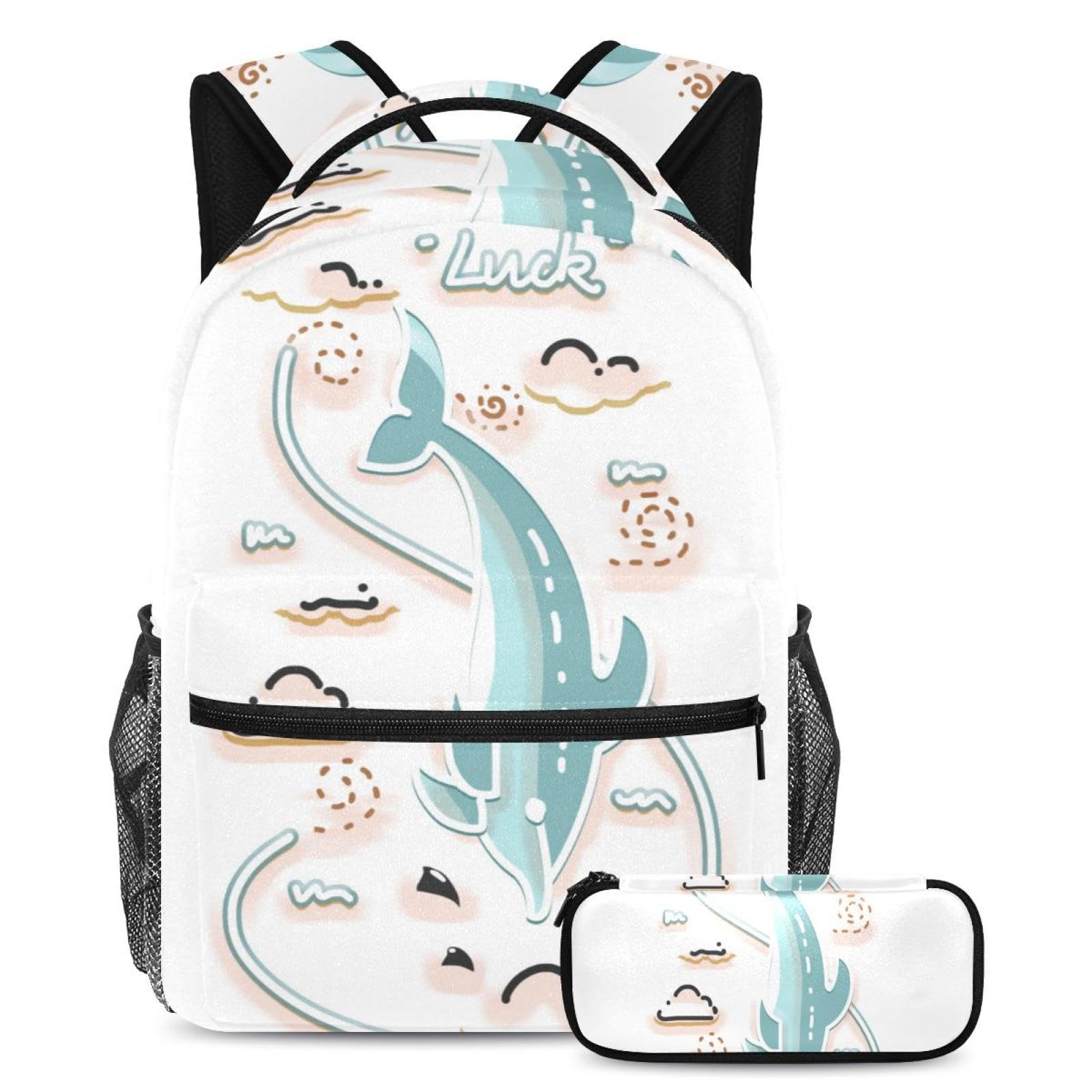 Ensemble cartable Lucky Dolphin 3 pièces avec sac à dos ado multicolore