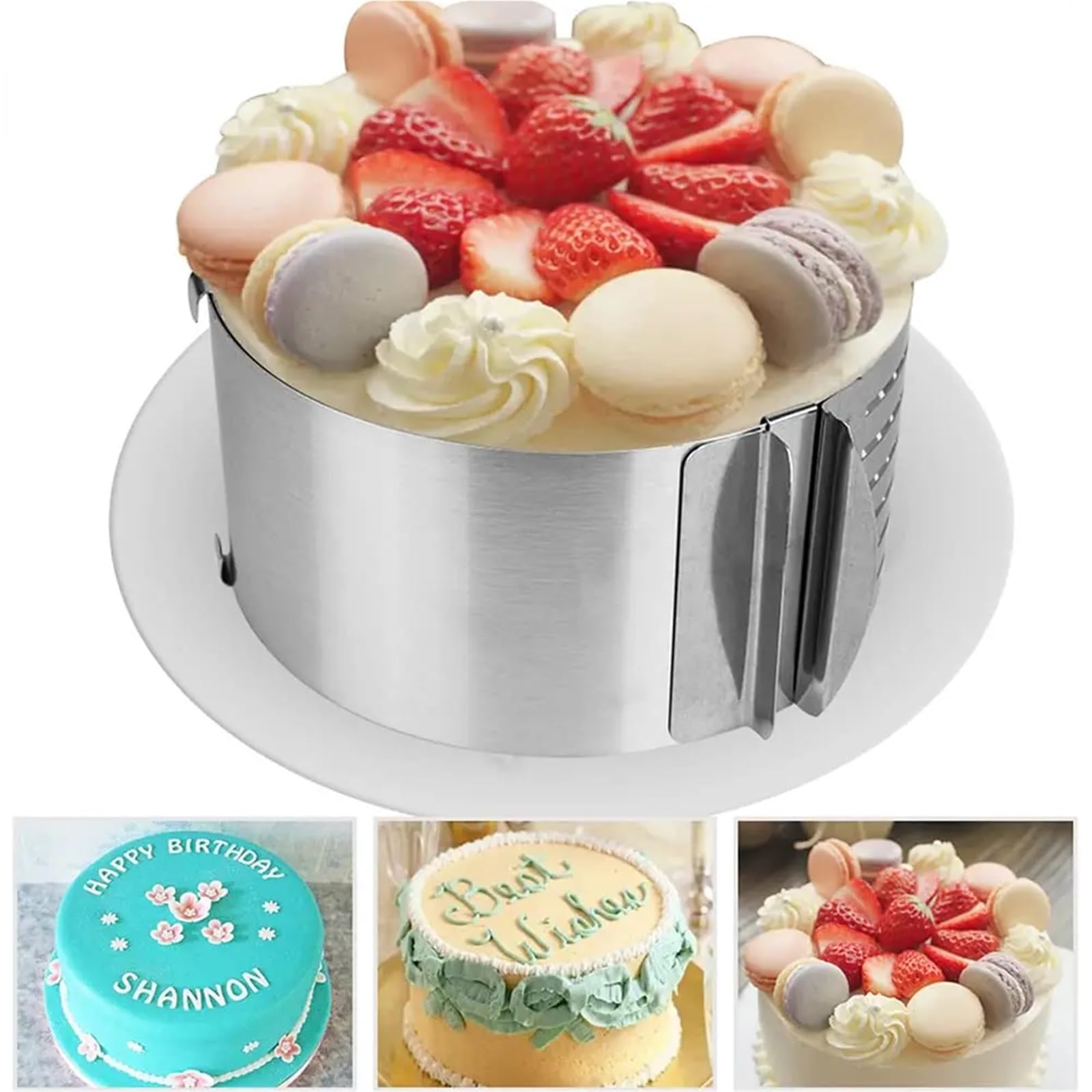 Anillos Para Tartas 1 molde for pastel, anillo for pastel, redondo ajustable de acero inoxidable, molde for pastel de 6 a 12 pulgadas, suministros for hornear pasteles de cocina, anillos for comida y