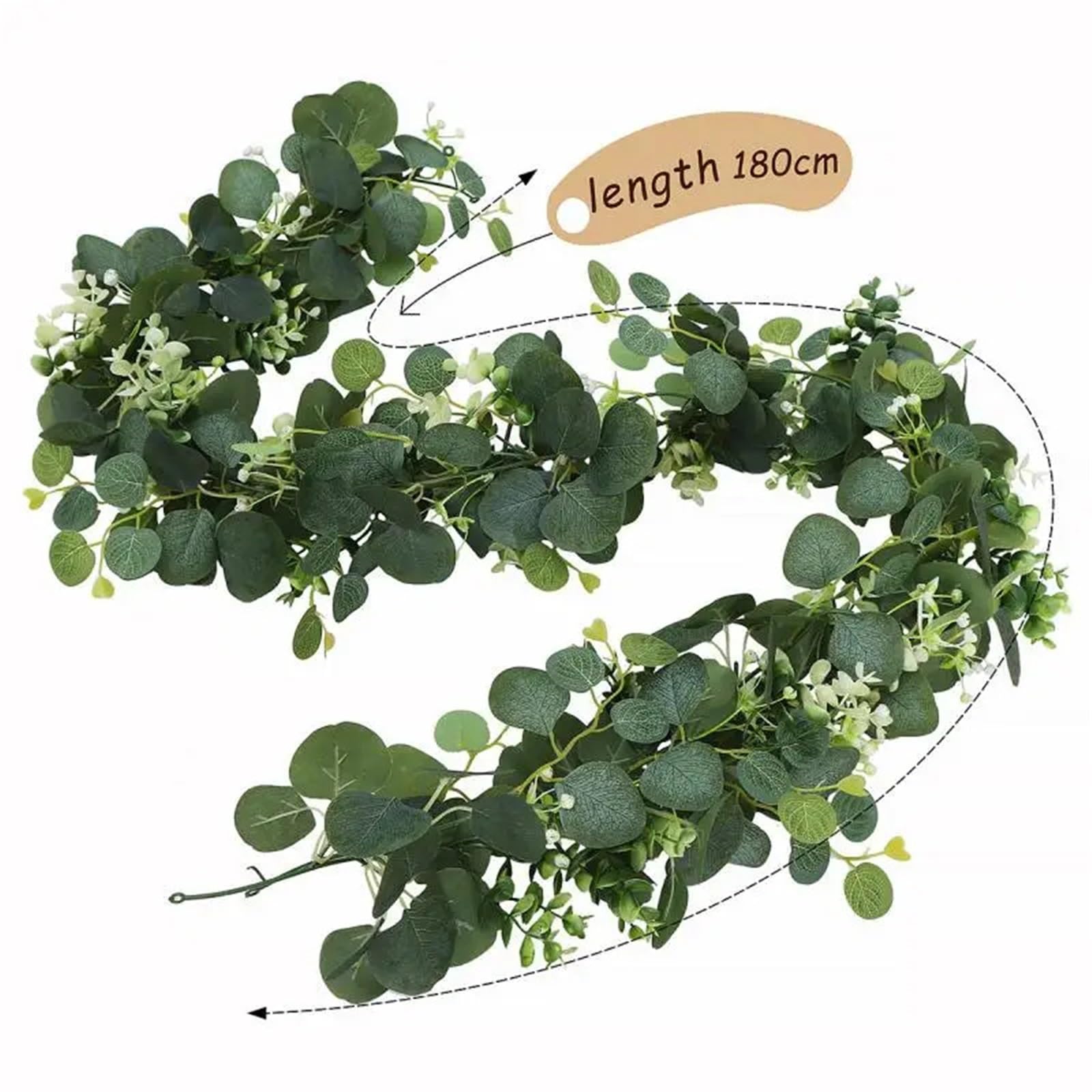 1pc Künstliche Girlande Mit Weiß Rose Grün Blatt Kranz Blume Reben for Hochzeit Home Party Tisch Läufer Dekoration für Hochzeit, Deko(Style A 1.8m)