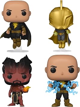 Funko Pop! DC Movies Black Adam Collectors Set - 4 Figure Set Includes Black Adam Flying, Doctor Fate, Sabbac & Black Adam Lightning Possible Chase Variant, Multi 689FU