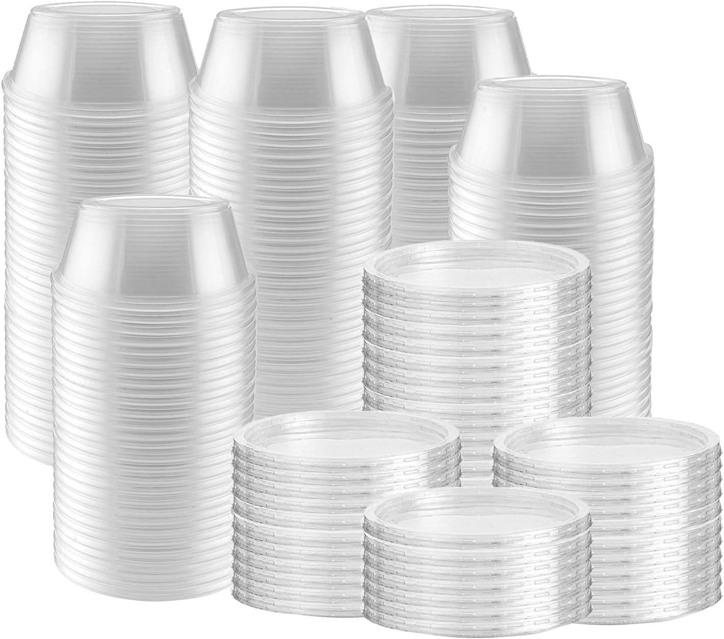 Tezraftaar® 500 x Round Food Storage Container with Lid 8oz (250ml) Reusable Plastic Dishwasher Leakproof Meal Prep Container for Restaurants Camping Travelling