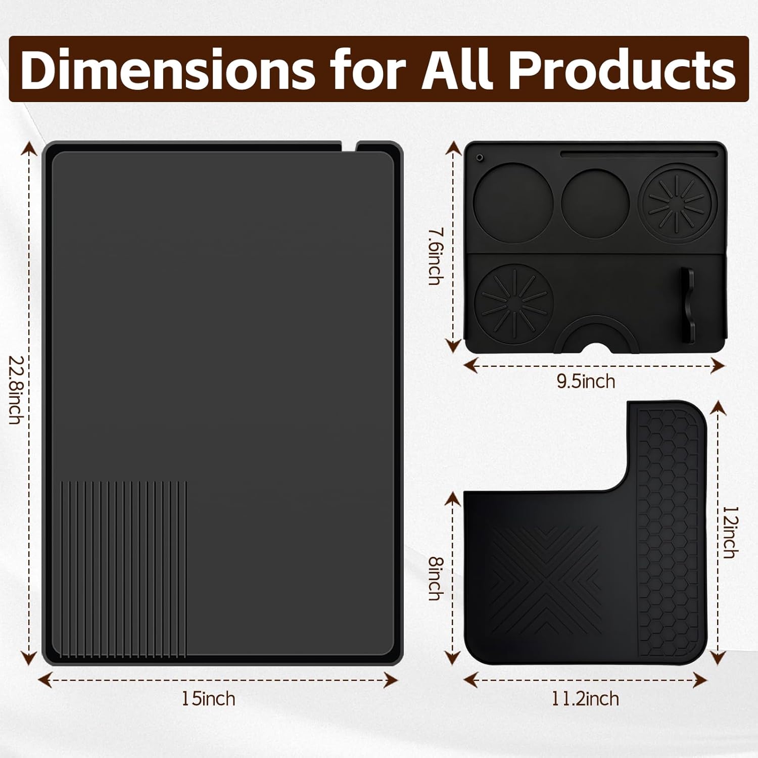 3-in-1 Silicone Mat Set for Ninja Luxe Cafe ES601 & ES701 Espresso Machine– Top Mat, Bottom Sliding Mat & Tamping Station Pad, Full Protection Non-Slip Coffee Machine Accessories (Black)