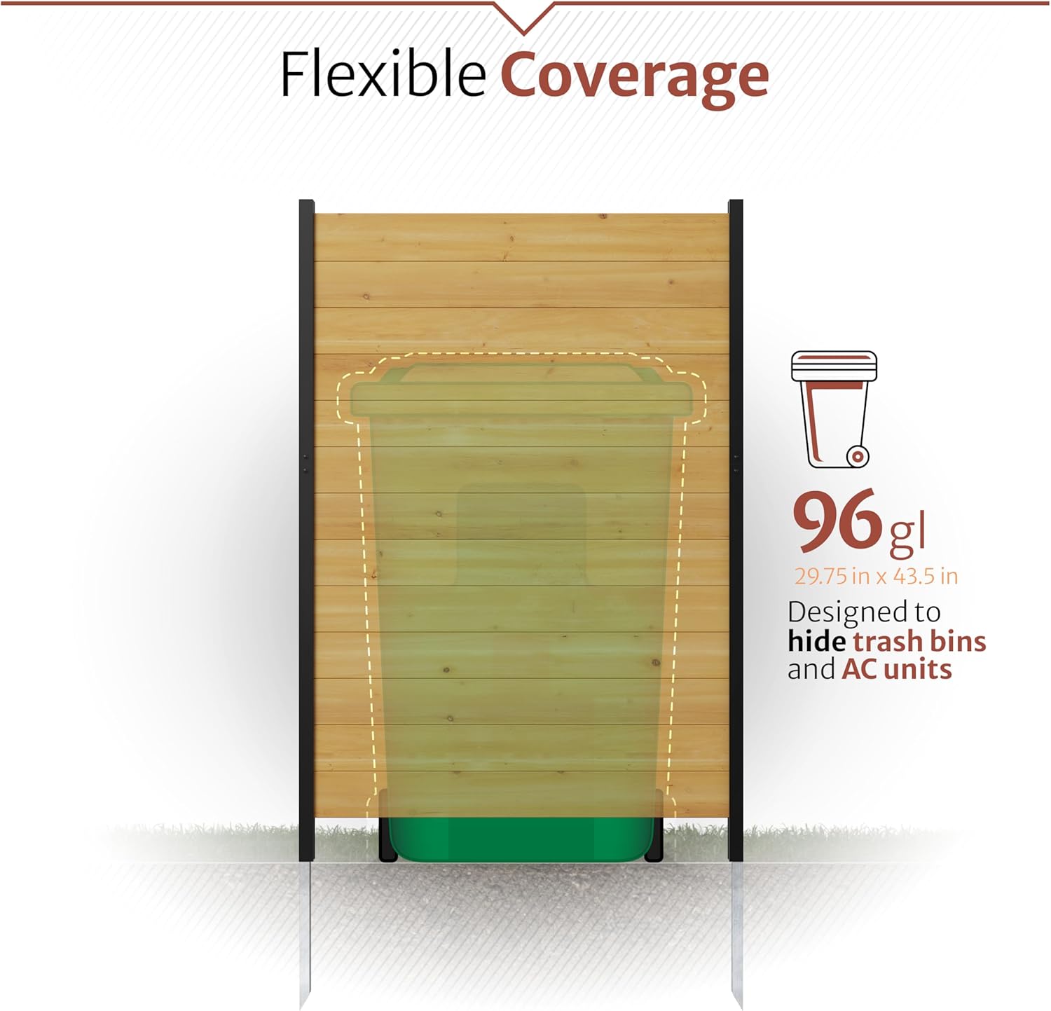 5ft H x 3.2ft W (1 Panel) No Dig Enclo Fairmont Cedar Wood Privacy Screen, Great to Hide Trash Cans, Decorative Patio Privacy Screen, Outdoor Privacy Fence Panel, Air Conditioner Fence, EC18043