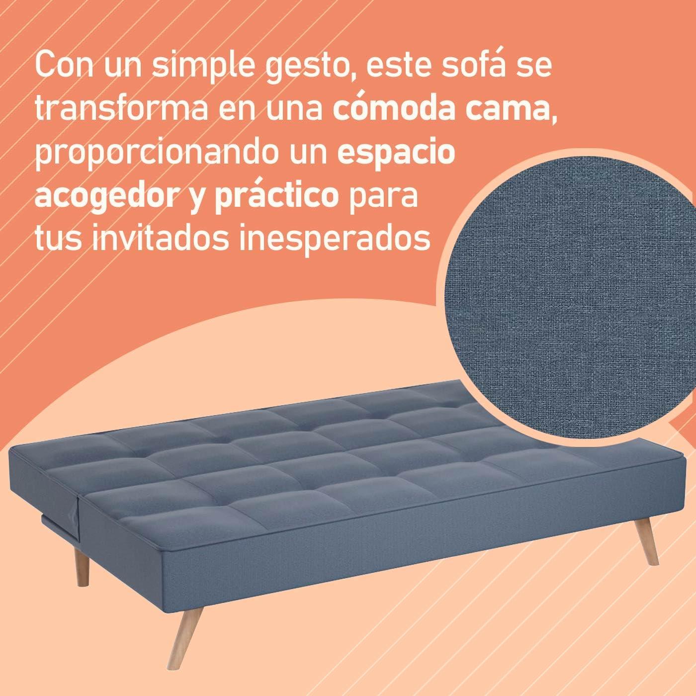 amuéblate online - Sofá Cama Clic Clac Tipo Libro de 3 Plazas Modelo Pocket, Diseño Moderno, Práctico y Funcional, Confort Óptimo, Gris
