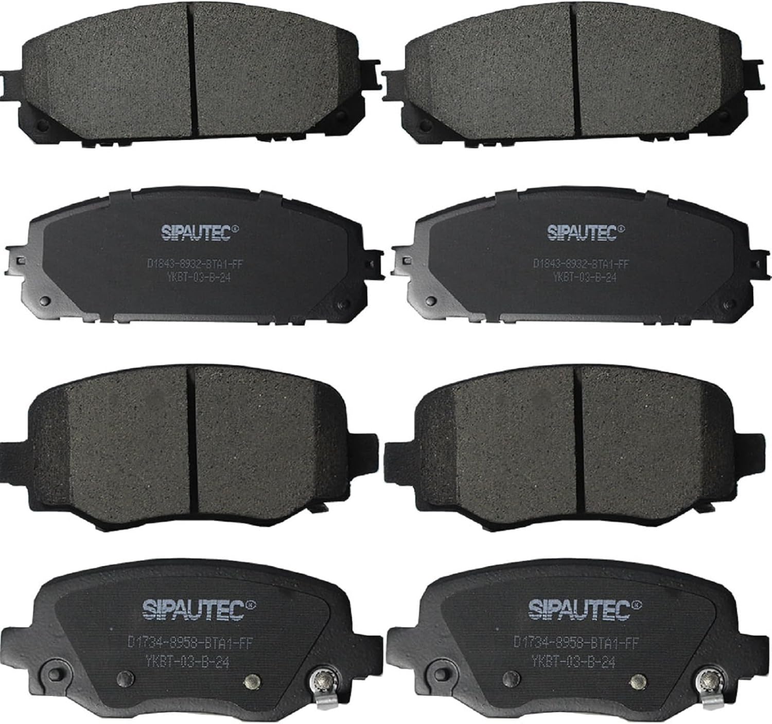 SIPAUTEC-Front & Rear Ceramic Brake Pads Replacement For 2014 2015 2016 2017 2018 2019 2020 2021 2022 Jeep Cherokee With Dual Piston Front Caliper