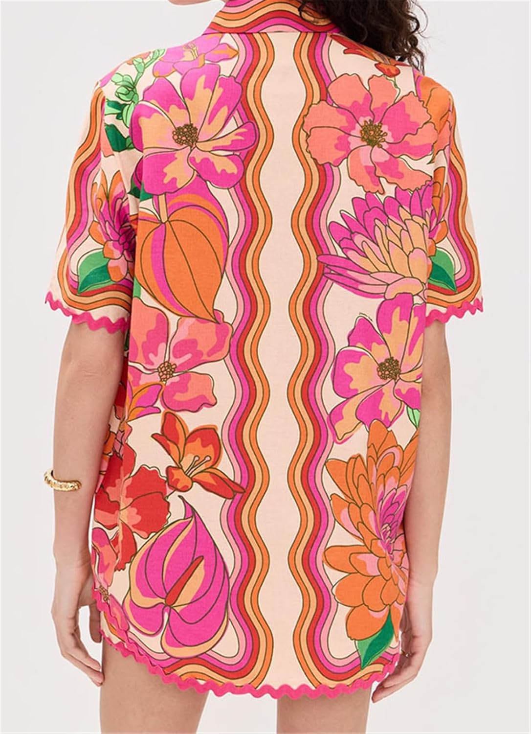 Qikaka Women's 2 PCS Flowers Printed T-shirts Tops Bodycon Shorts Sexy Nightclub Party Tracksuit Outfits Set