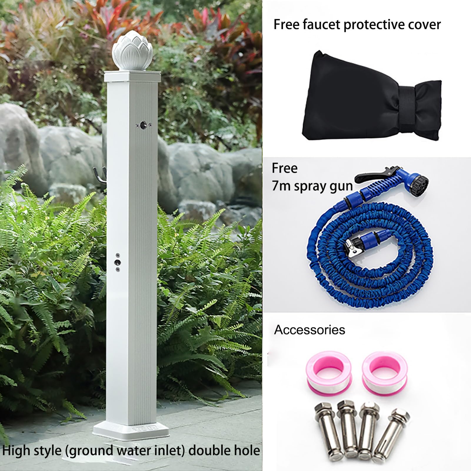 Columna de agua vertical de acero inoxidable 304 para jardín, soporte de manguera independiente, hidrante de agua anticongelante para uso en jardín y patio