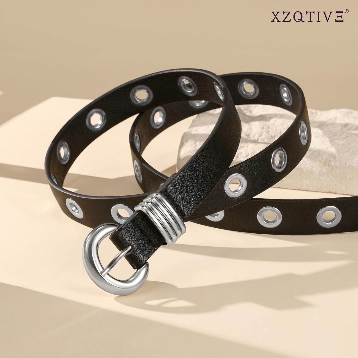 XZQTIVE Women's Skinny Leather Belt for Jeans Pants Fashion Thin Waist Belt with Gold or Silver Buckle
