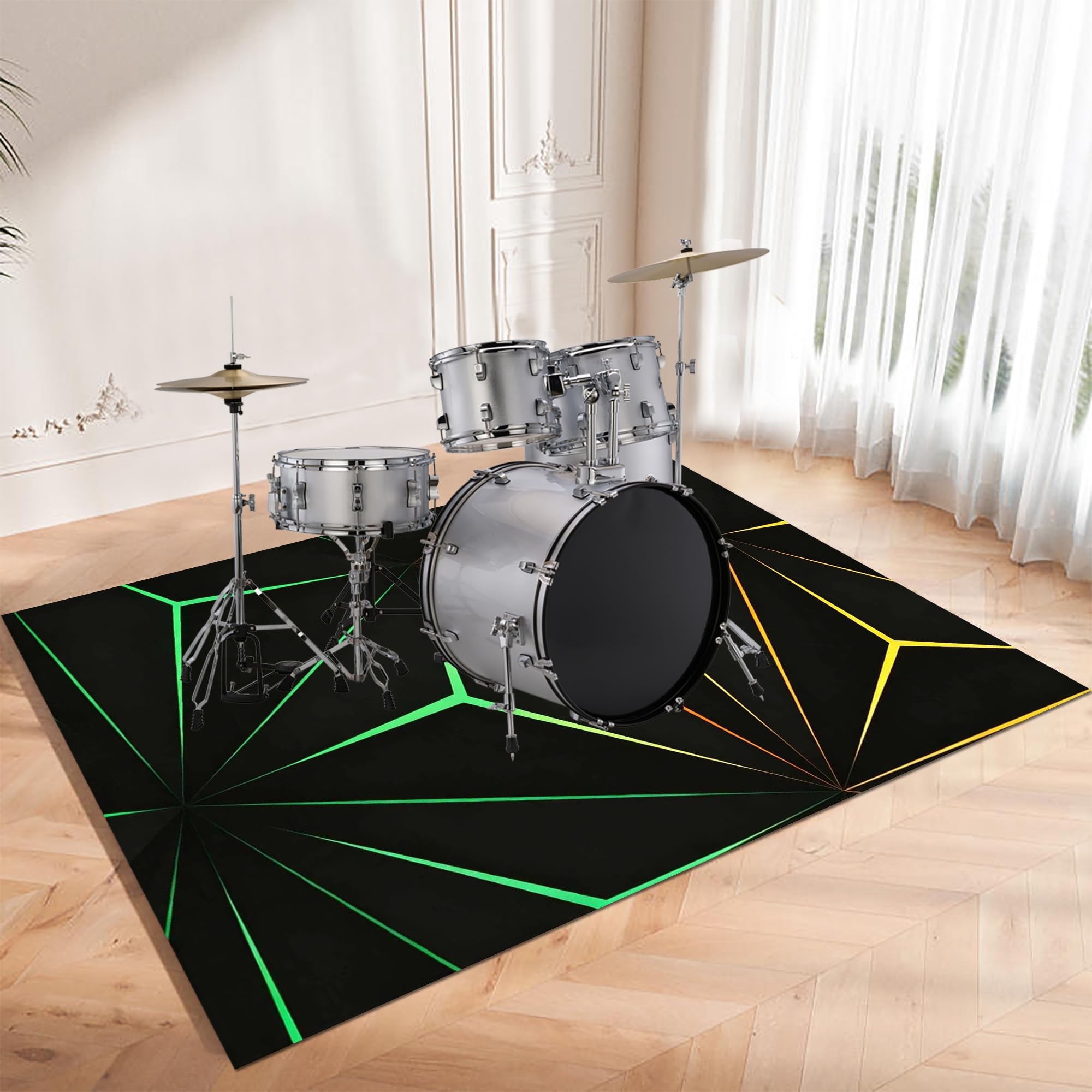 Tappeti Batteria Tappeto per Batteria e Percussioni 230 x 200 cm | Poliestere, Insonorizzato, Tappeti per Batterie Elettroniche Rullante Acustica Snare Drum Grancassa Strumenti