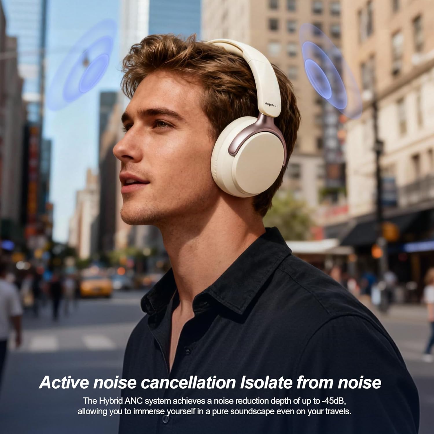 Wireless Headphones Over Ear with ANC, 80H Playtime, Fast Charge, Active Noise Cancelling & Transparency Mode, Comfortable Wireless Headphones for Work & Travel, Built‑in Mic, Foldable Design - Image 8