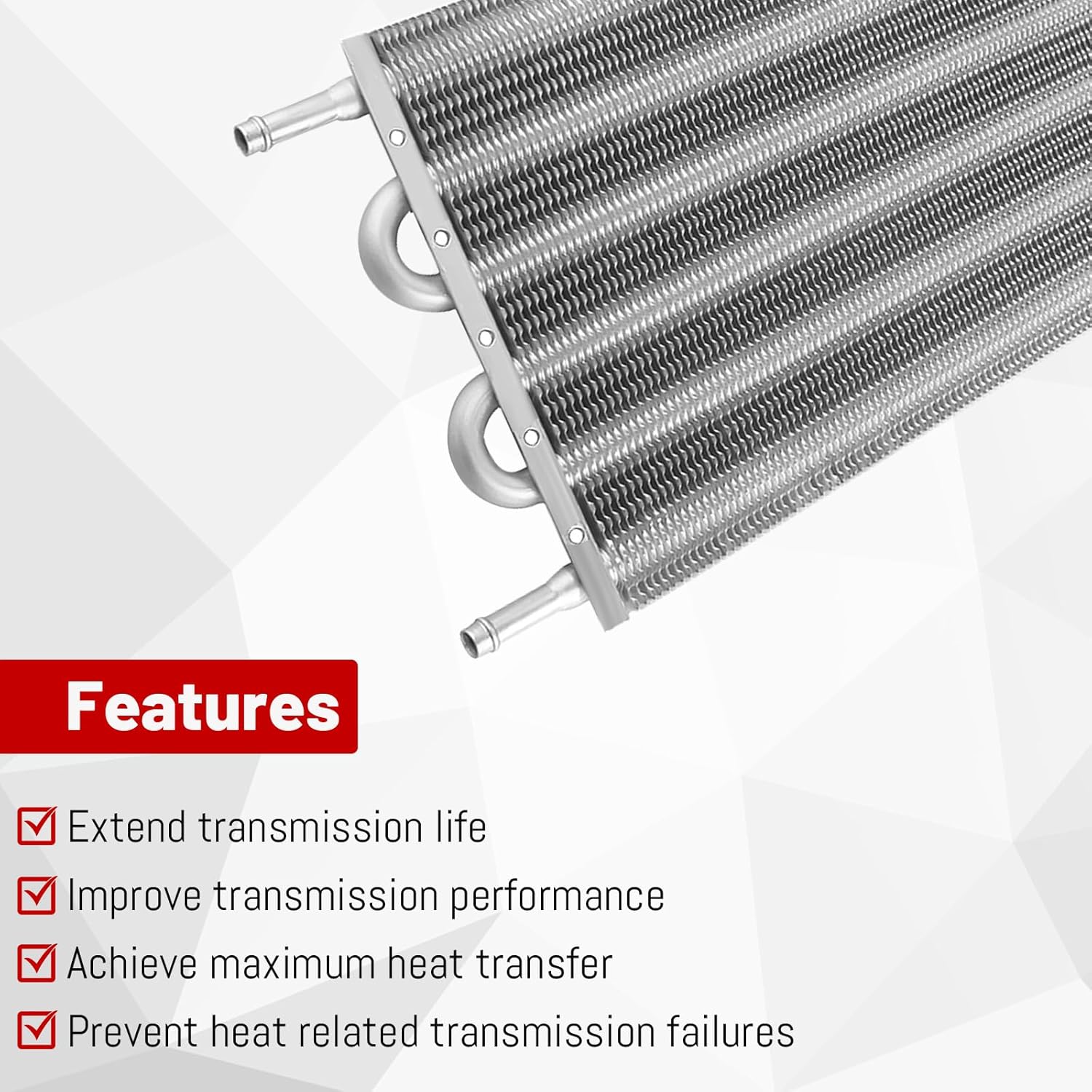 6 Row Transmission Oil Cooler Universal 6 Pass Aluminum 5/16" Engine Oil Cooler Kit with Hose Mounting Kit Silver