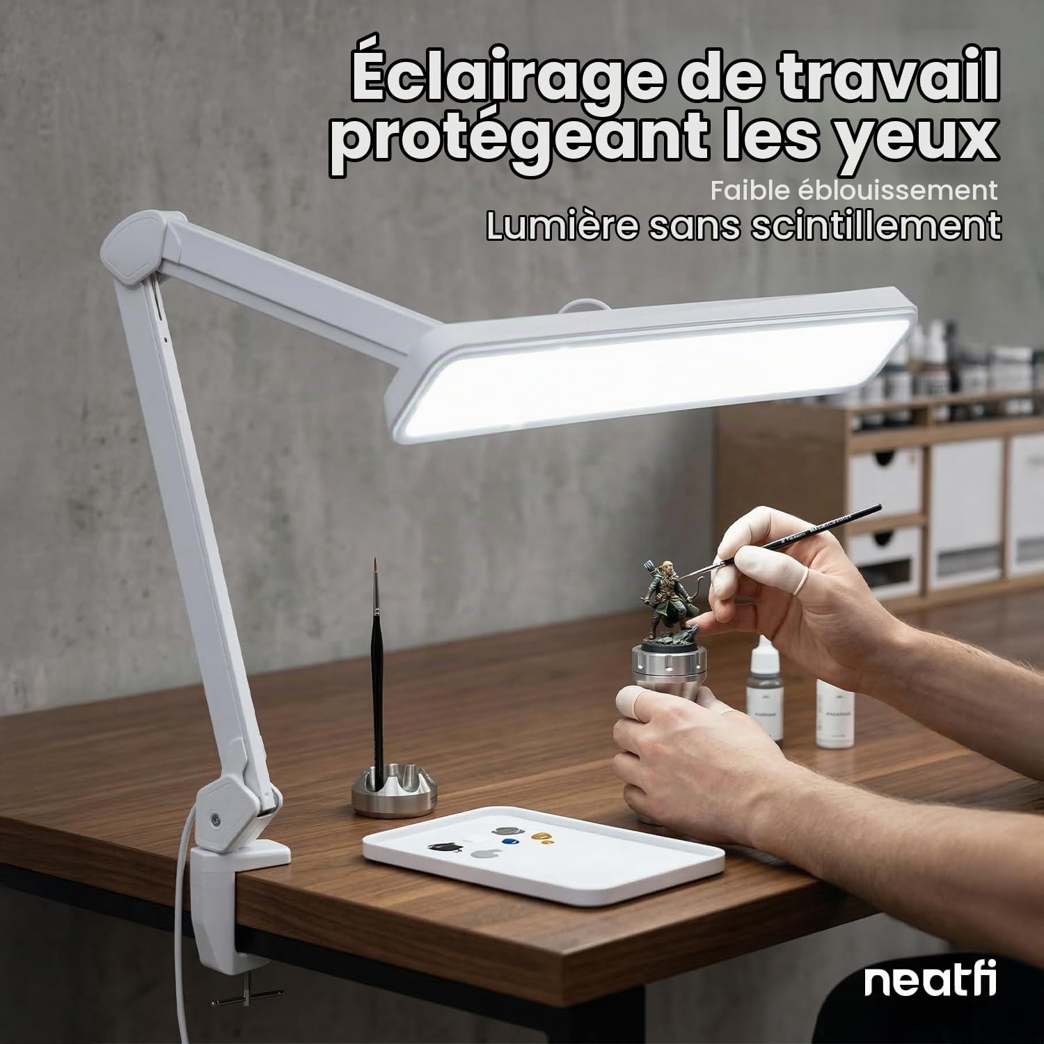 Neatfi XL Lampe de travail à LED, Intensité variable, lampe de travail de qualité professionnelle (Blanc)