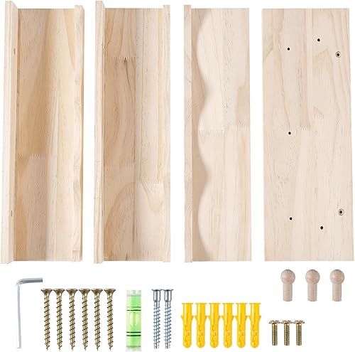 Miniatura 8 de Repisa de fotos, estante flotante de 16 pulgadas con ganchos, juego de 2 repisas de madera para fotos, estantes flotantes para habitación de niños,