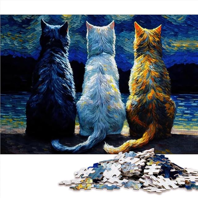 Foto 2 de 8 de Tres Gatos bajo la Luna Rompecabezas para Adultos de 2000 Piezas Juguete de desafío de Juego Educativo…