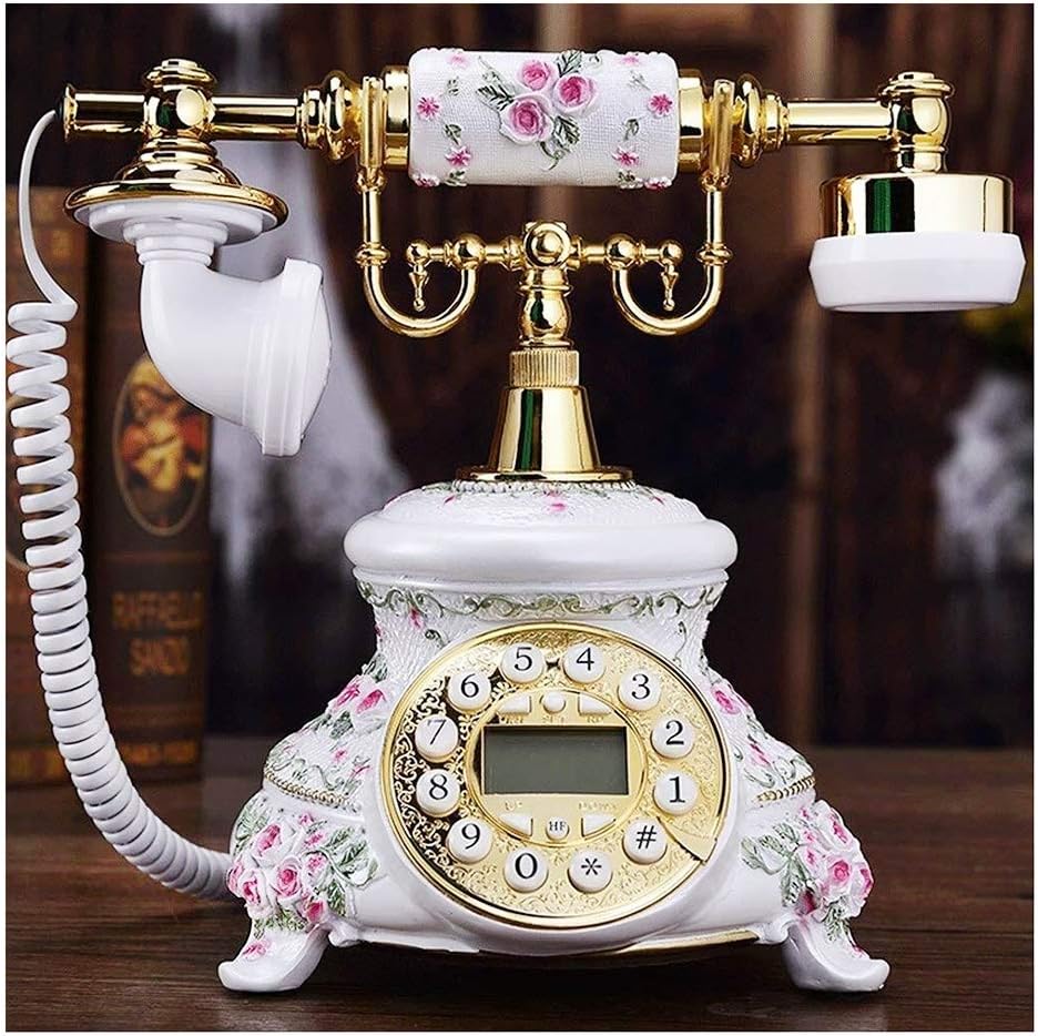 Fixed Phone Retro Phone Home Living Room Retro Resin Fixed Decorative Phone Phone for Home Office Decoration with Dial Button