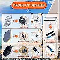 Vista 6 de Cepillo de limpieza 3 en 1 con mango largo, cepillo de ducha para bañera y azulejos con mango largo extensible de 51 pulgadas, cepillo de cerdas