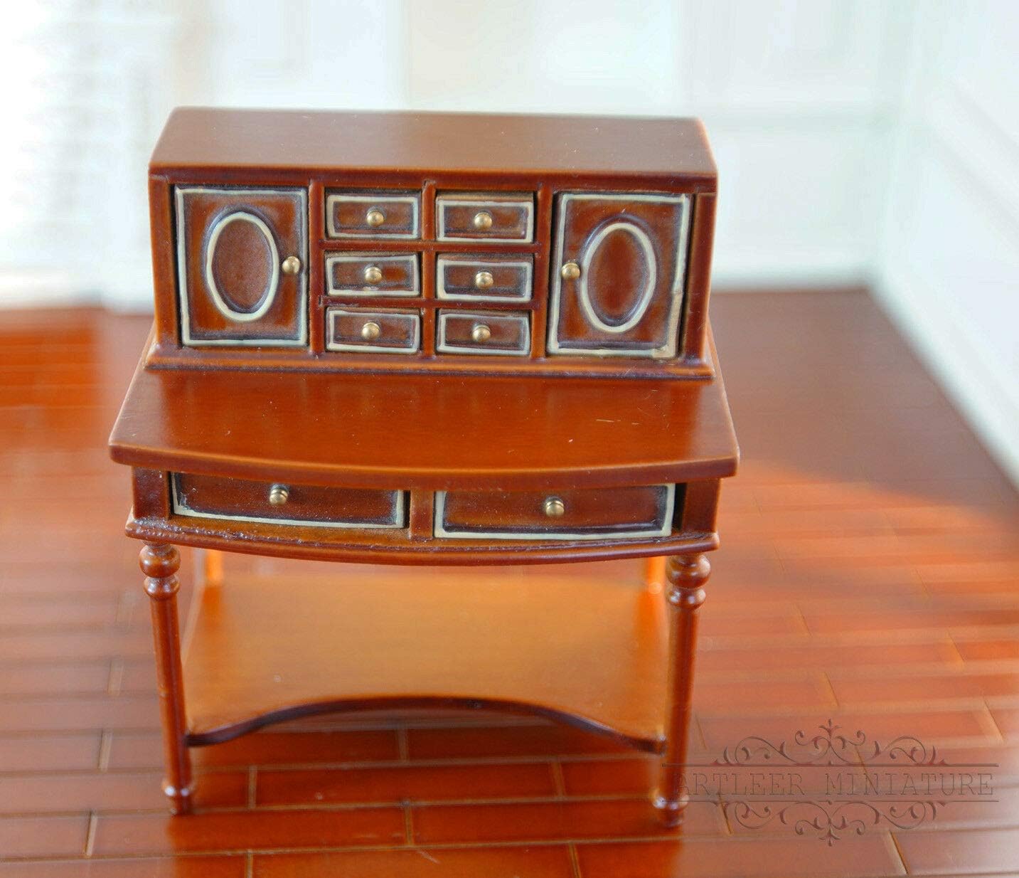 Dollhouse Wooden Secretory Desk Miniature Fine Furniture Well Made 1/12 SZ003
