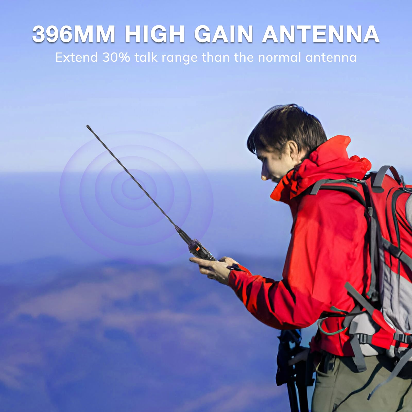 BAOFENG GT-5R Walkie Talkie, Radio Bidirezionale UHF VHF con 144-146/430-440 MHz, Radio Amatoriale a Lungo Raggio con 128 Canali, 1800 mAh Batteria, Cuffie, Antenna da 396 mm, Cavo di programmazione