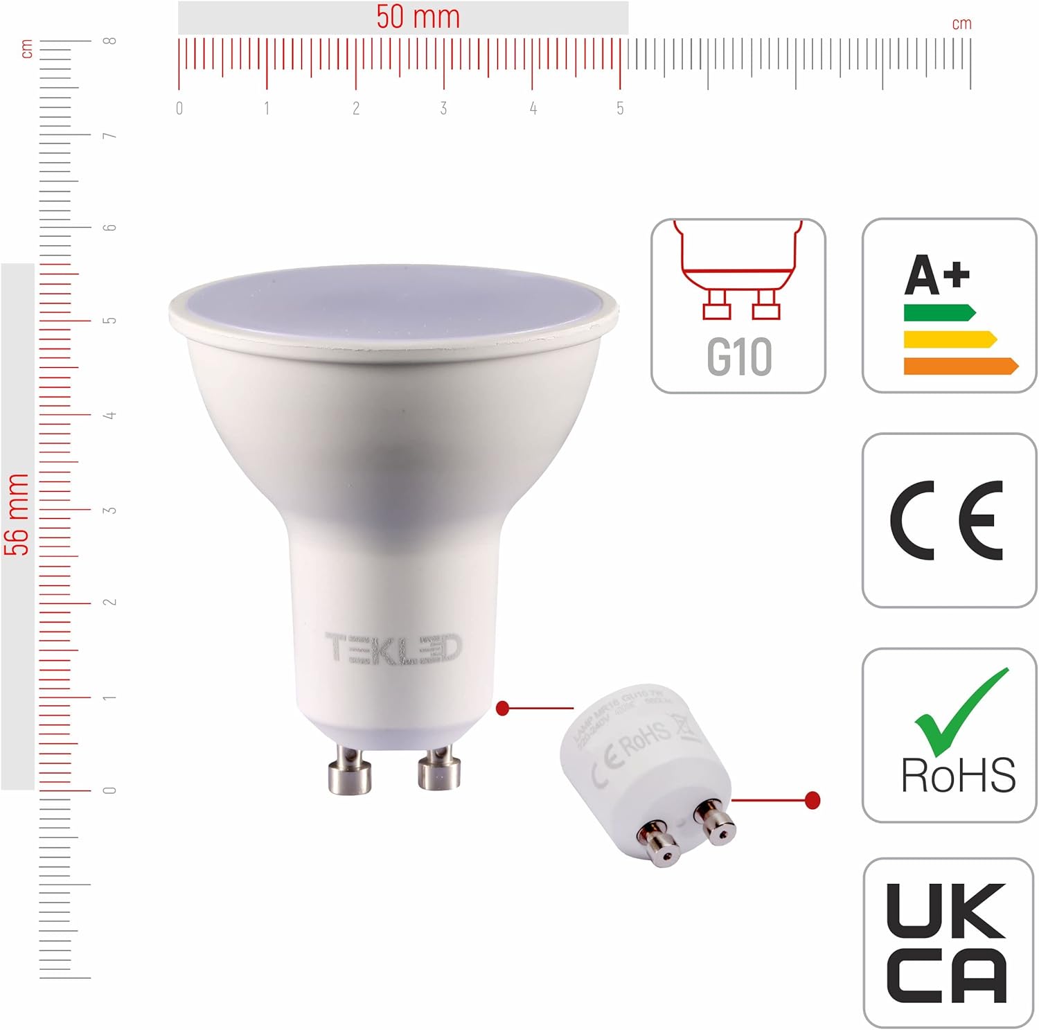 TEKLED® GU10 LED Bulbs, 4000k Cool White - Image 3