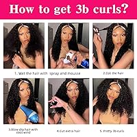 Vista 4 de Smoothair Peluca de cabello humano rizado con diadema para mujeres negras, pelucas de cabello humano sin pegamento de 18 pulgadas sin encaje
