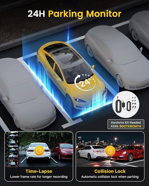 GKU 4K Dash Cam Front and Rear, 5GHz WiFi Dashcam with 64GB SD Card, Dual Car Camera Dash Cam with Parking Monitor, Night Vision, WDR, 170° Wide Angle, G-Sensor, Loop Recording, APP Control, Max 256GB - 5