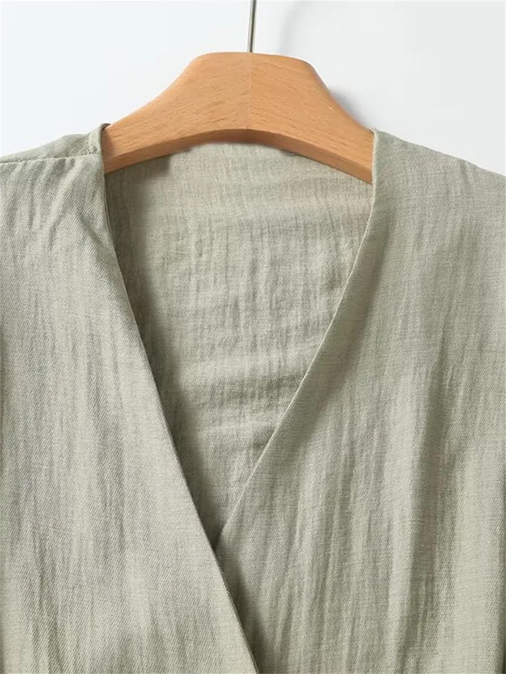 Camicetta da donna con lacci chic con scollo a V a maniche lunghe camicetta top tinta unita casual