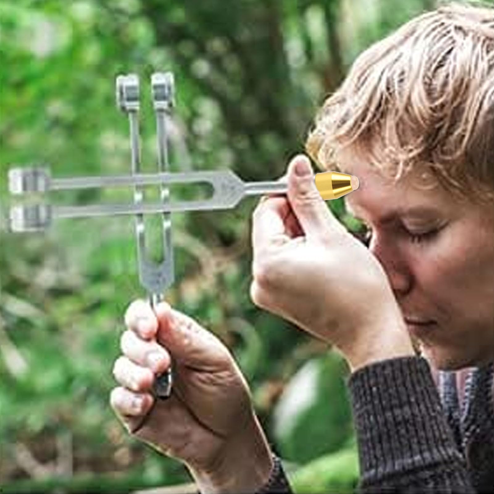 Sorandy Tuning Fork Feet Accessory, Aluminium Alloy Tuning Fork Feet with Crystals Base for Meditation Stress Relief Energy Channeling (), Pink