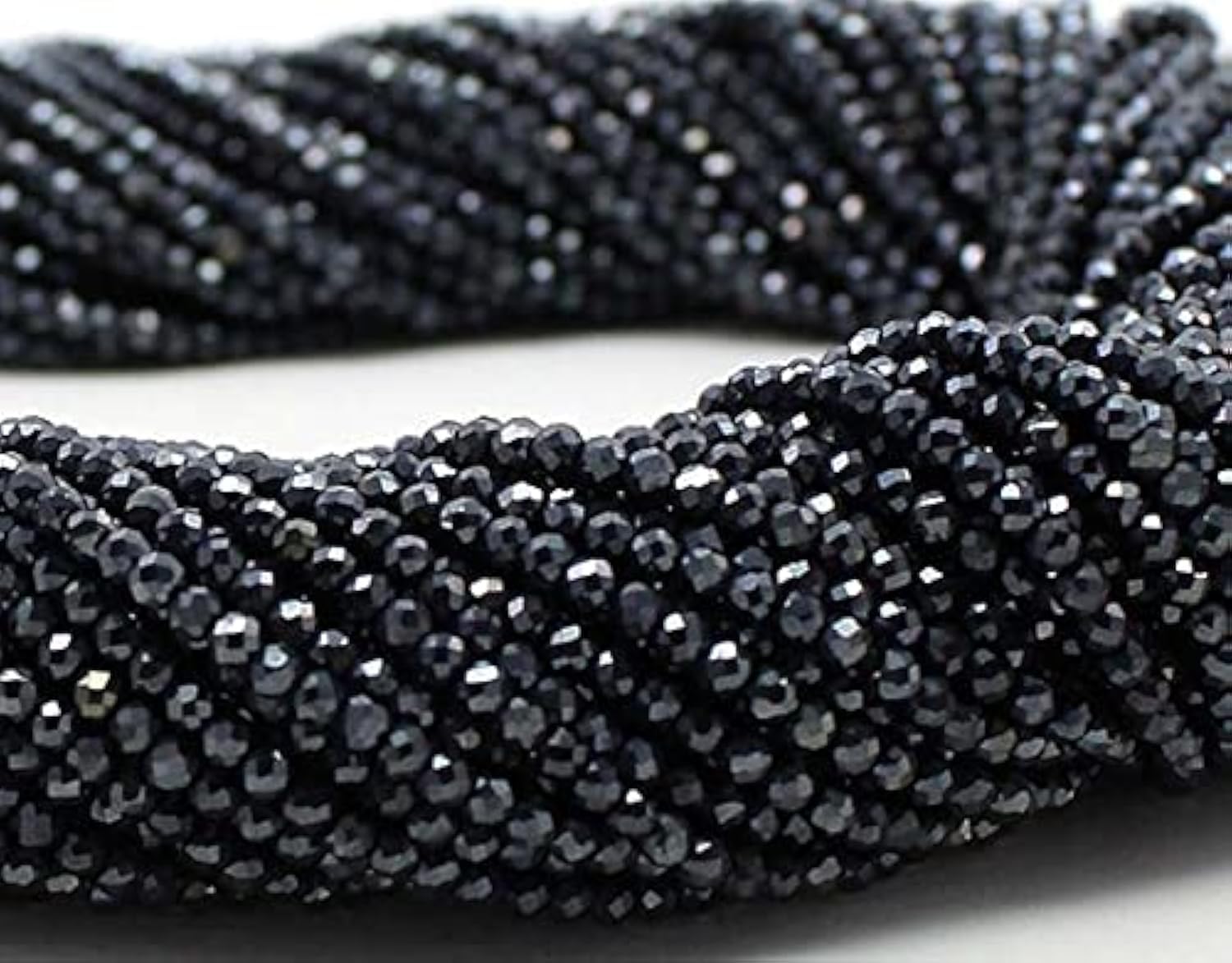 Perles spinelle noir 2mm LKBEADS rondelle facettée fil 13 pouces grossiste bijoux