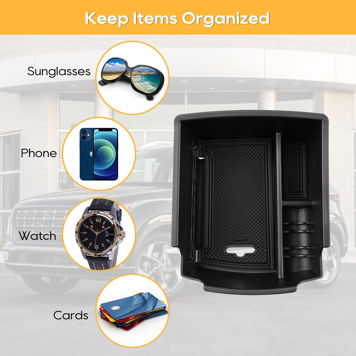 LFOTPP 2025 2026 Venue Center Console Organizer 2020-2023 2024 2025 2026 Hyundia Venue Console Organizer Tray [Venue SE/Venue SEL/Venue Denim/Venue Limited] Hyundia Venue Accessories Storage Box