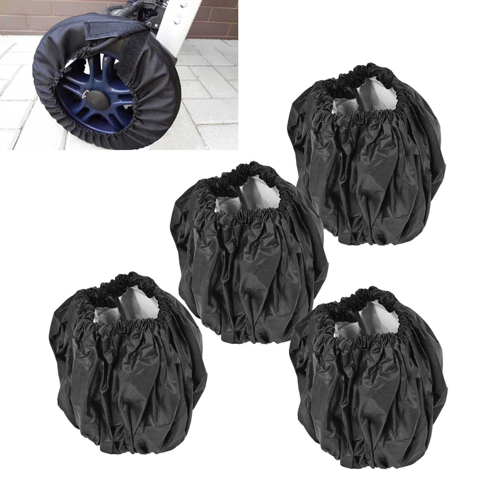 Housses De Roues Pour Poussette Et Fauteuil Roulant - Pack De 4 Grandes Roues, Protection Anti-Poussière Oxford