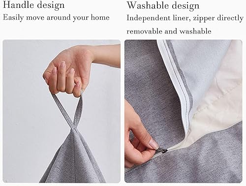 Miniatura 3 de Funda de hojaldre de pera sin relleno, cojín de algodón y lino, puf, sofá perezoso, funda moldeable, amarillo, 27.6 x 31.5 in