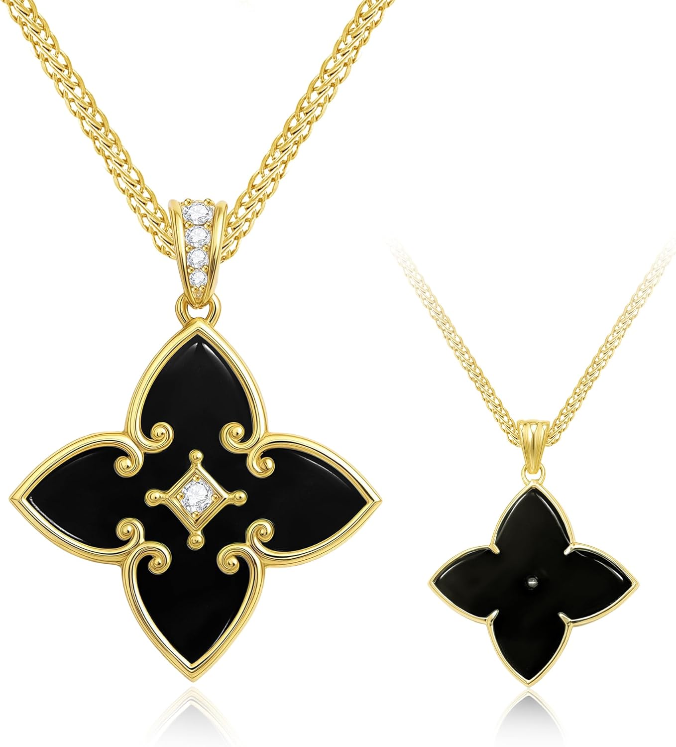 Women's Clover necklace – S925 Sterling Silver Pendant with Agate Heart – Adjustable necklace for Women, a Thoughtful Choice for Daughter, Wife, or Mom