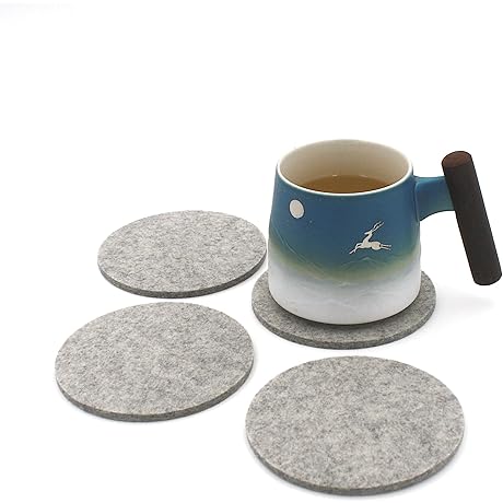 4.5" Round Merino Wool Coasters Set