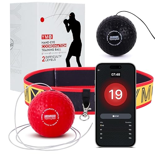 YMX BOXING® Training Reflex Ball with Counter App - Adjustable