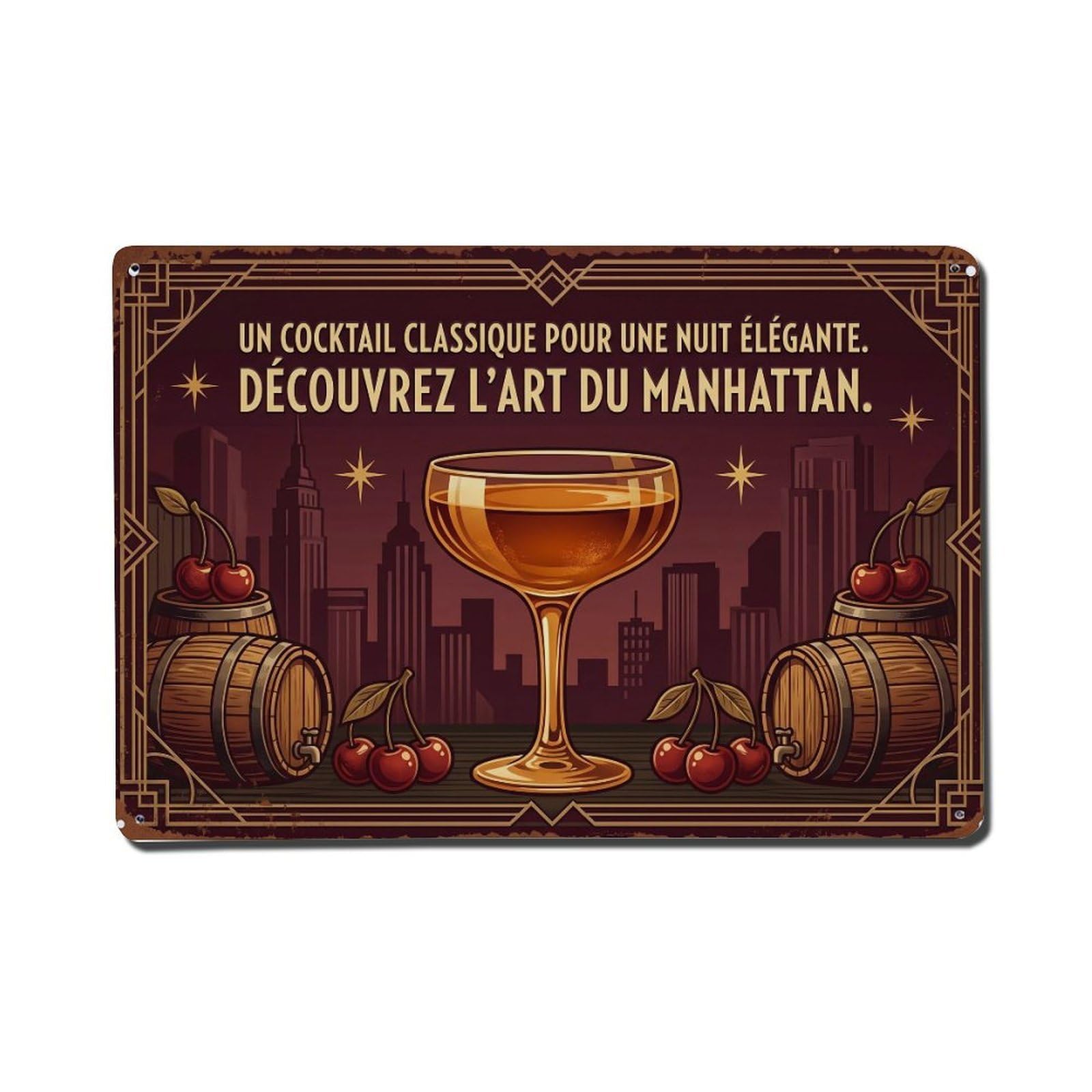 Manhattan Weekend Relaxation Metal Tin Sign Plaque Wall Decor for Cafe, Club Bar, Office, Home Garden Metal Poster 8x12Inch