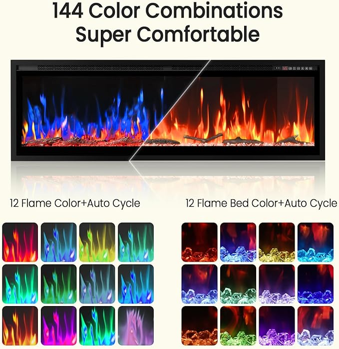 Chimenea Eléctrica Inteligente 60" con Control por Voz, Llama Realista miniatura 4