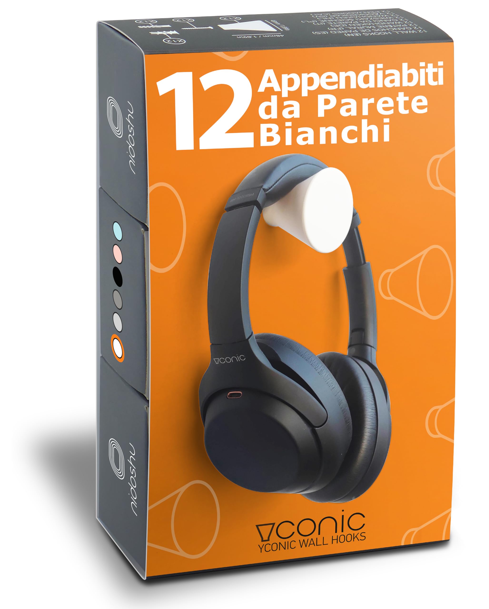Appendiabiti da Parete Singoli bianchi - Attaccapanni da Muro per Ingresso Moderno Bagno o Cucine - Appendini Originali - Ganci Appendi Abiti con viti a scomparsa (Set da 12 appendini, bianco)