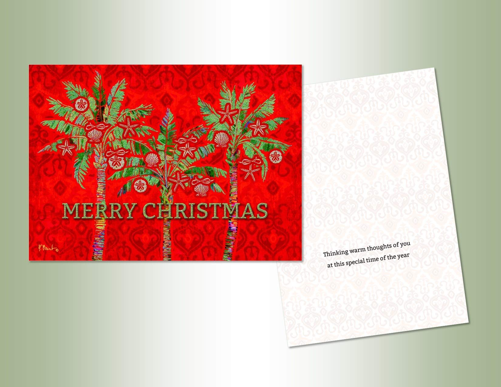 Performing Arts Glitter Embellished, Full Color Inside Design Red Palms Stationery Paper, 66225-14