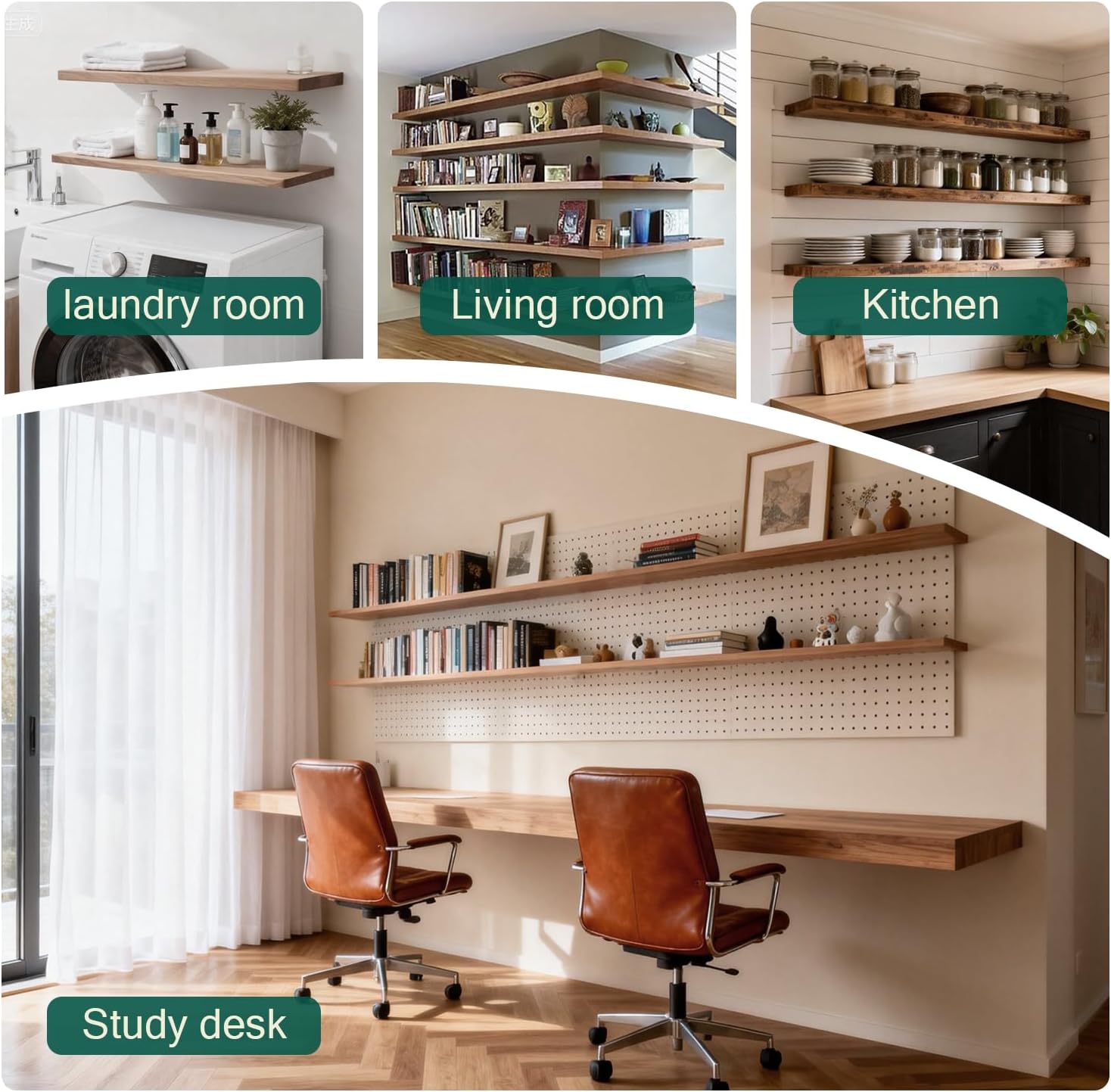 Hidden Floating Shelf Brackets 6 inch - 12PC Wall Mounted Heavy Duty Shelf Bracket Invisable Hardware for DIY Floating Wood Shelves, Rustproof Steel Supports for 180lbs Load.