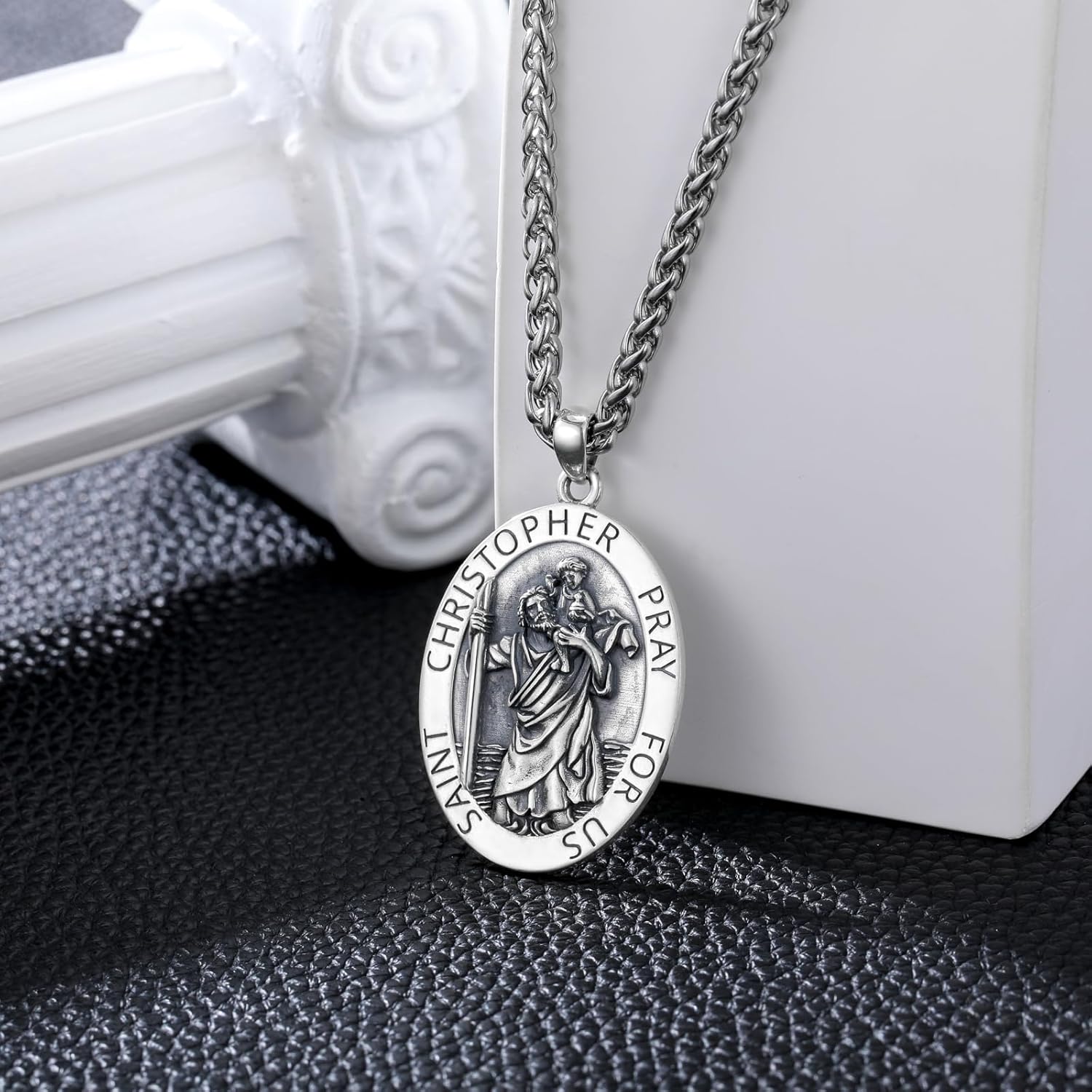 Saint Christopher Necklace for Men 925 Sterling Silver Patron Amulet Medal Jewelry for Men Women - Image 2