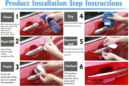 Miniatura 5 de Protector de manija de puerta de automóvil, 12 unidades, transparente, universal, protector de arañazos para manija de puerta de automóvil, apto