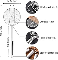 Vista 8 de Yimi Colador de araña de 16.5 pulgadas Espumador de cocina de acero inoxidable con mango largo de doble gancho Cuchara de alambre en espiral