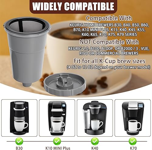 Miniatura 7 de Podoy - Filtro de café reutilizable compatible con Keurigg My K Cup B30 B40 B50 B60 B70 K10 MINI Plus K15 K4045 K55 K6065 K707579 Series 5048 Old