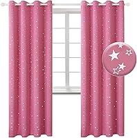 Vista 19 de BGment - Cortinas opacas para dormitorio infantil, con ojales, con aislamiento térmico, estampado de estrellas plateadas, para oscurecer